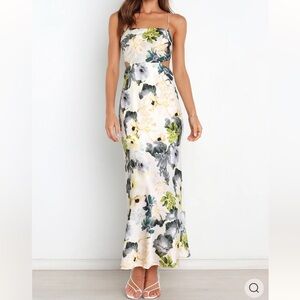 Petal & Pup Strapless Floral Dress - White and Green